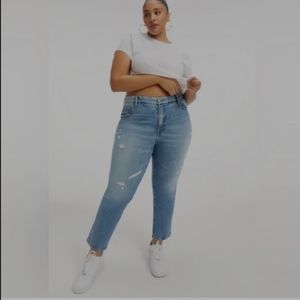 Good American Good Classic High Rise‎ Slim Straight Indigo Jeans Size 12 NWT